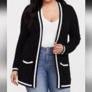 Torrid Black Cardigan with White Trim